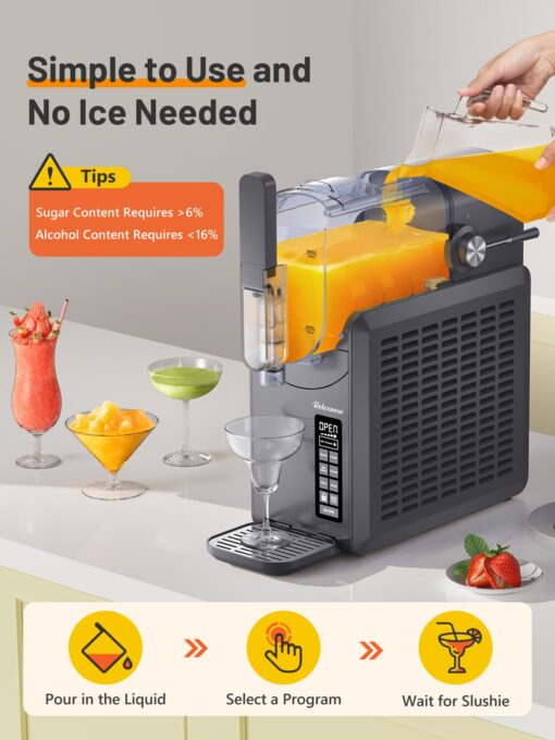 RELEXNOW Slushie Machine Frozen Drink Maker for Home with Self-Cleaning,No Ice Needed,DIY Slushy Maker for Slushie,Frappe,Milk Shake,Cocktail, Wine - Image 7