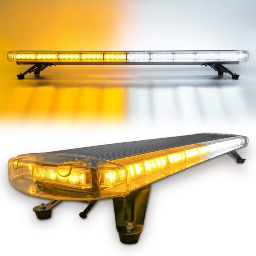 CUMART 47" 88 Amber White LED Extreme Bright Intensity Construction Emergency Warning Beacon Strobe Light Bar Rooftop Low Profile Law Enforcement Hazard Flashing for Tow Work Truck Vehicle Universal