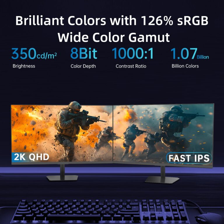 KTC 24 Inch 180Hz Gaming Monitor, 2K QHD Fast IPS PC Gaming Monitor, 1440p 1ms Computer Monitor 144Hz, G-Sync and FreeSync Compatibility, HDR Support, HDMI Displayport, VESA, Q24T09 - Image 6