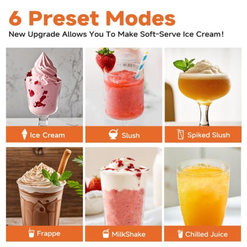 Slushie Machine for Home, Soft Serve Ice Cream Machine, 88oz Slushy Machine with 6 Preset Programs, Frozen Drink Maker for slush, Margaritas, Smoothie, Frappés, Milkshakes, and More, Auto-Cleaning - Image 4
