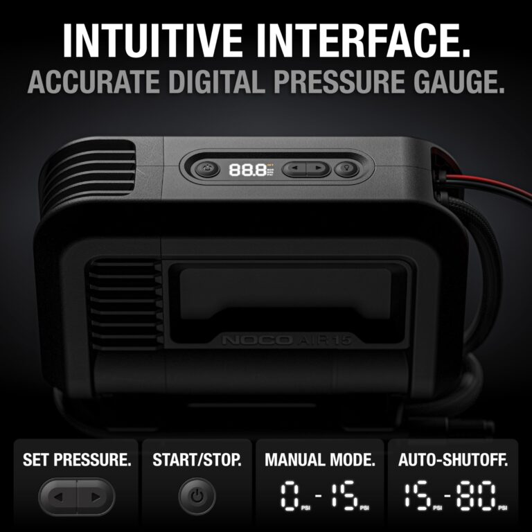 NOCO AIR15 UltraFast 15A Tire Inflator, 12V Portable Air Compressor Pump, Rated at 80 PSI, Inflates Tires from 0-40 PSI in 2.9 Minutes with a Digital Gauge, Smart Pressure and Auto-Shutoff - Image 3