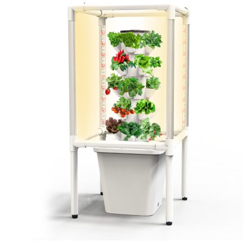 Sjzx Hydroponics Growing System Kit with Grow Lights |25-Plant Hydroponic Tower | Home Indoor Gardening Herbs, Fruits and Vegetables | Indoor Hydroponics Tower System Kit