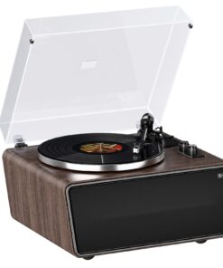 All in One Vinyl Record Player, Bluetooth Turntable with Built in 4 Stereo Speakers Phono Preamp, High Fidelity Turntables for Vinyl Records with Magnetic Cartridge AT-3600L MM, Belt Drive 2-Speed