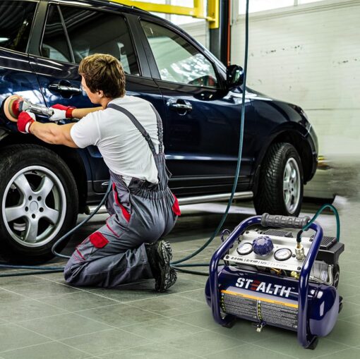 Stealth Air Compressor 2 Gallon, 3/4 HP Oil-Free Compressor, Less than 60dB Ultra Quiet Electric Air Compressor,Max 125 PSI Pressure for Tire Inflation,Nailing,Home DIY Project(SAQ-1234) - Image 2