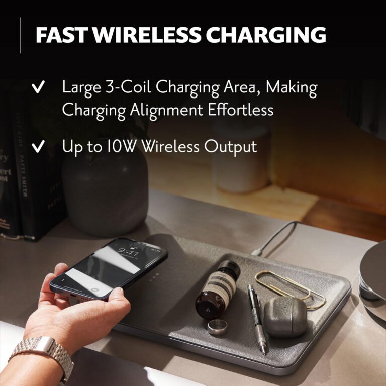 Courant CATCH:3 Classics - Italian Leather Wireless Charging Station and Valet Tray (Saddle) - Compatible with iPhone 16, 15, 14, 13, 12, 11, Galaxy S24, S23, S22, S21, S20, Note, AirPods, AirPods Pro - Image 3