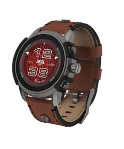 Diesel Men's Griffed Gen 6 45mm Stainless Steel and Leather Touchscreen Smart Watch, Color: Brown (Model: DZT2043V)