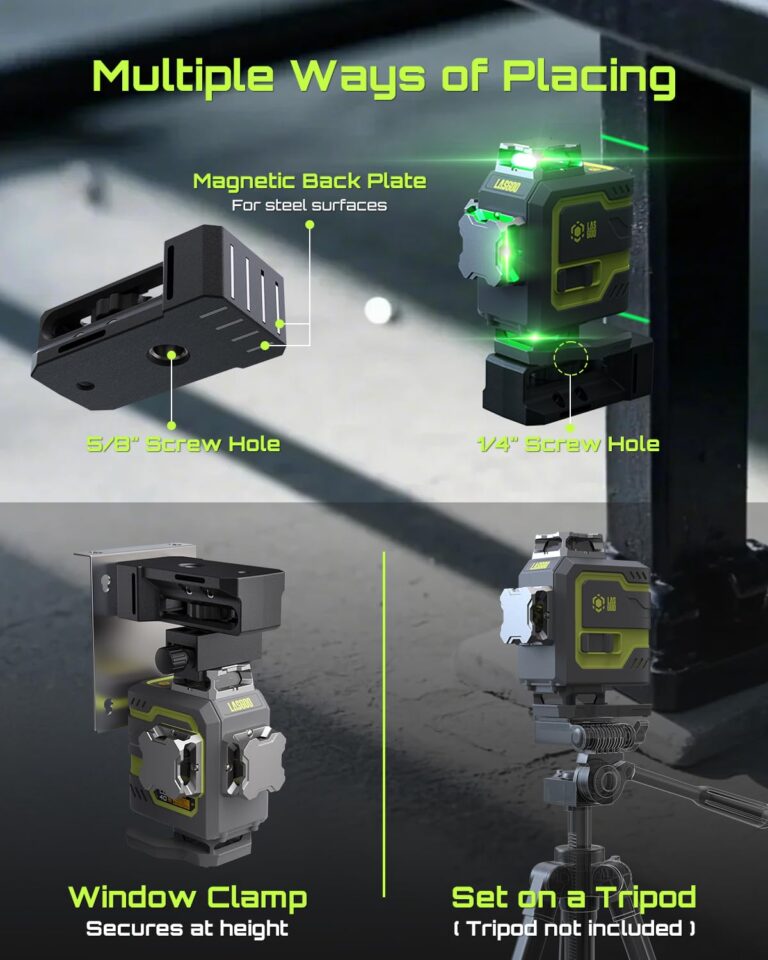 LasGoo LG-4D 16 Green Beam 4x360° Laser Level, Self-Leveling Tool with Horizontal and Vertical Dual Layout, Ideal for Construction and Picture Hanging, Magnetic Pivot Bracket Included - Image 2