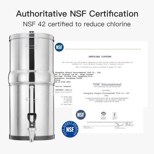 FACHIOO Gravity-Fed Water Filter System, NSF/ANSI 42&372 Standard, 2.25G Stainless-Steel Countertop System with 2 Black Elements, 2 Fluoride, Metal Water Level Spigot, Reduces Fluoride and Chlorine - Image 10