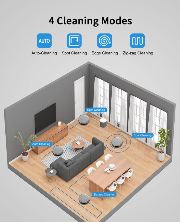 Robot Vacuum and Mop Combo, 2 in 1 Mopping Robot Vacuum Cleaner with Schedule, Wi-Fi/Voice/App, Strong Suction, Ease of Use, Self-Charging Robotic Vacuum, Slim, Ideal for Hard Floor, Pet Hair, Carpet - Image 5