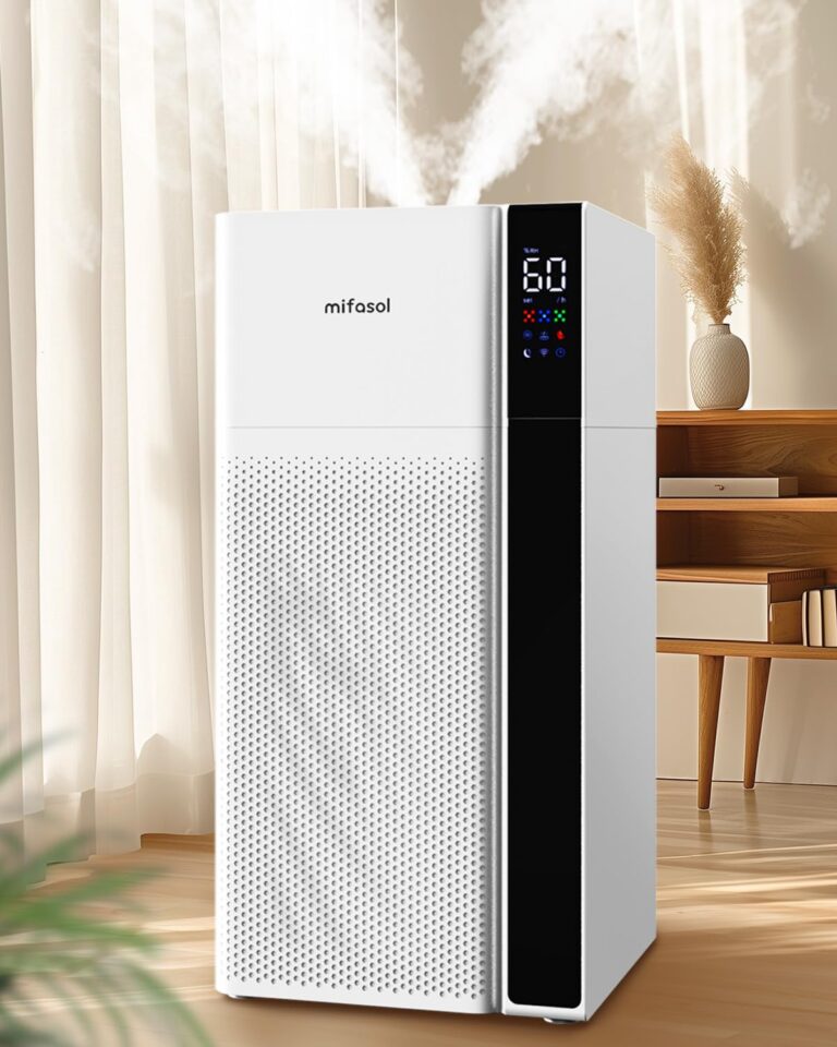 Mifasol Humidifier Large Room for Home, 5.3Gal/20L Warm and Cool Mist Whole House Humidifier, Quickly & Evenly Humidify Larger Areas, Top Fill, Dual Mist Nozzles and Atomizers, Office Plants, White
