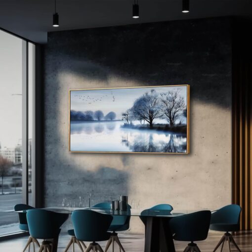 SDYA White Canvas Wall Art Black Wall Decor Landscape Pictures for Living Room Bird Bedroom Decor Tree Modern Artwork Decoration 24x48in - Image 2