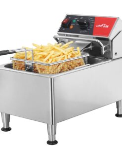 CROSSON ETL Listed 13Lbs Electric Deep Fryer Countertop with Easy-assembling Solid Basket,Removeable Oil Container for Restaurant Home Use-120V,1800W Commercial Deep Fryer