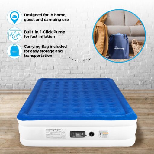 SoundAsleep Dream Series Luxury Air Mattress with ComfortCoil Technology & Built-in High Capacity Pump for Home Camping- Double Height, Adjustable, Inflatable Blow Up, Portable - California King XL - Image 3
