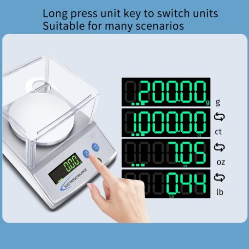 JAJKAFCL Lab Analytical Balance 500 X 0.001g High Precision Electronic Scale LCD Display Scientific Scale with Calibration, PCS, Unit Convert for Kitchen and Jewelry Balance(500g/0.001g) - Image 7