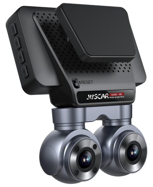 Juscar 4K Dash Cam, 2K+1080P+1080P Dash Camera, 4K+1080P Front and Inside, with WiFi, Voice Control, 32GB Card Included, 24Hr Parking (C10 2 Channel Front and Inside)