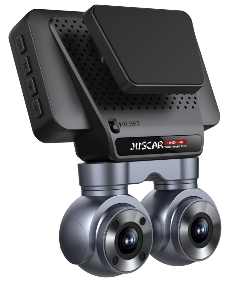 Juscar 4K Dash Cam, 2K+1080P+1080P Dash Camera, 4K+1080P Front and Inside, with WiFi, Voice Control, 32GB Card Included, 24Hr Parking (C10 2 Channel Front and Inside)