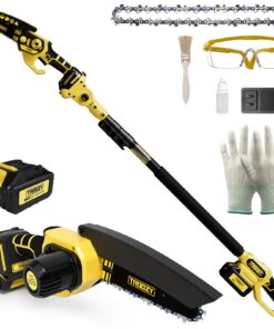 TROOZY Cordless Pole Saw & Mini Chainsaw 2-in-1, 6-inch Brushless Electric Tree Trimmer,Tree Cutter for Outdoors Pruning & Wood Cutting, Battery Included