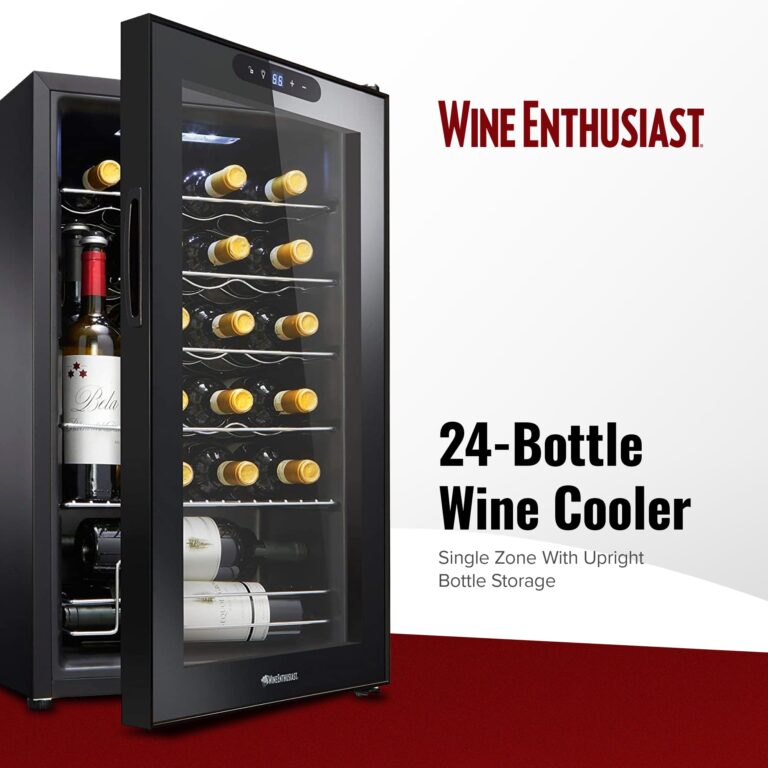 Wine Enthusiast 24-Bottle Compressor Wine Cooler with Upright Bottle Storage - Freestanding Wine Refrigerator with Digital Touchscreen and LED Temperature Display - Image 9