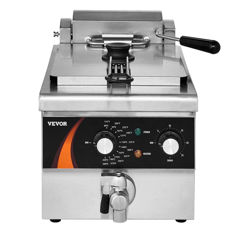 VEVOR Commercial Deep Fryer, 1750W Electric Countertop Fryer with Basket, 9Qt /8.5 L Single Oil Fryer, 1mm Thickened Stainless Steel, Time & Temp Control, for Kitchen Restaurant Use, Silver - Image 2