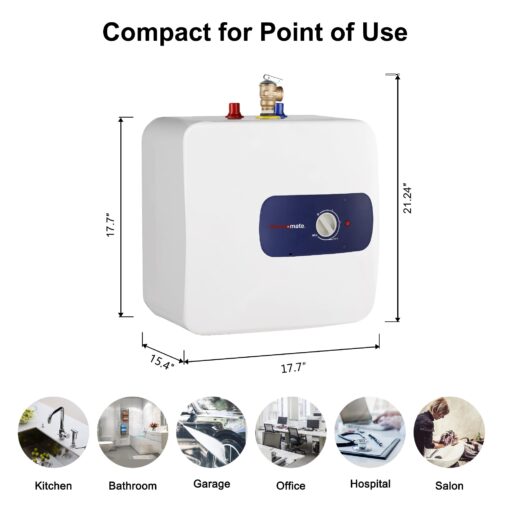 ThermoMate Electric Tank Water Heater, 8.0 Gallon Point of Use Instant Small Hot Water Heater 120V 1440W, Wall or Floor Mounted, Plug-in to Use, UL Listed ES800 - Image 7