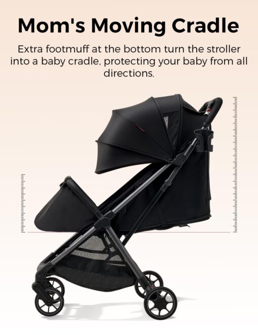 Momcozy ClickGo Lightweight Stroller, Compact Travel Stroller for Airplane with One-Click Fold, Baby Stroller and Toddler Stroller with Large Canopy for Kids from 0 Months, Extendable UPF50+ Canopy - Image 8
