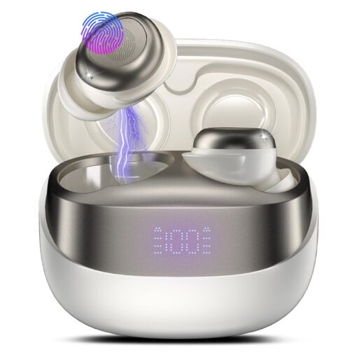 DUSONLAP Sleep Earbuds Bluetooth 5.4 in Ear Light-Weight Headphones, Mini Sleep Headphones Small Design for Side Sleepers, 47H Playtime with Charging Case, Clear Calls Earphones, Warm White