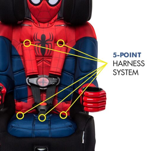 KidsEmbrace Marvel Spider-Man 2-in-1 Forward-Facing Booster Car Seat LATCH | 5-Point Harness Booster 22-65lbs converts to Belt-Positioning Booster 40-100lbs | Adjustable - Image 9
