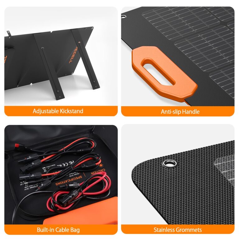 GRECELL 100W Solar Panel for Power Station Generator, 21.5V Portable Foldable Solar Panel with Fast Charger and Adjustable Kickstand Solar Cell Charger for Outdoor Camping RV Van Travel - Image 3