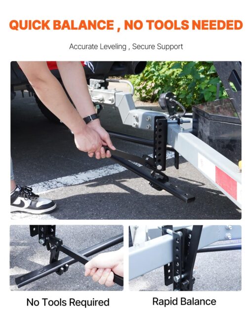 VEVOR Sway Control Weight Distribution Hitch, 1,500 lbs Capacity, Trailer Hitch Kit with 2-Inch Solid Steel Shank, 2-5/16 Inch Alloy Steel Ball, Powder-Coated Load Leveling, Black - Image 3