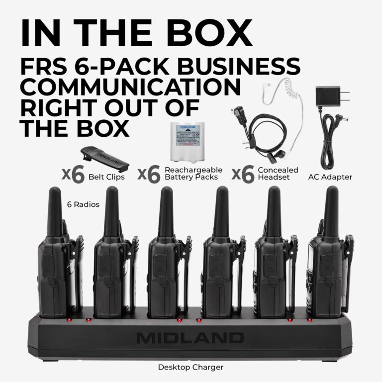 Midland – LXT600BBX6 Gang Charger Business Radio Walkie Talkie with Ear Piece - Small, Lightweight - Security Restaurants Retail Cafes - Two Way Radio with Charging Base- Rechargeable- 6 Units - Image 5
