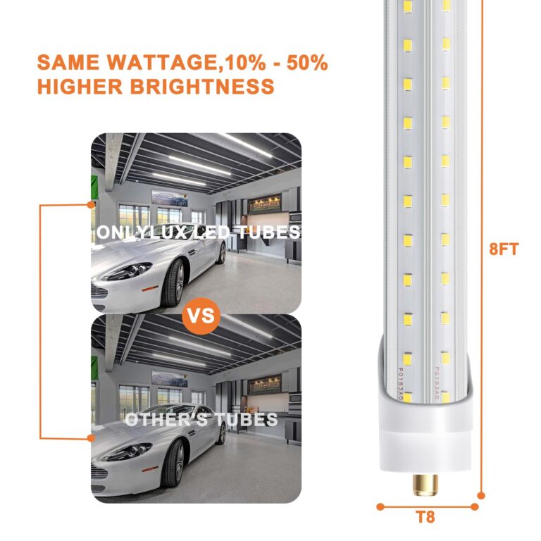 ONLYLUX 8ft LED Bulbs, 8 Foot LED Shop Light Bulb 72W 6000K 10000lm, Super Bright,T8 T10 T12 V Shape FA8 Lights, Clear Cover, F96T12 Bulbs to Replace Fluorescent Light Bulbs(Pack of 12) - Image 2