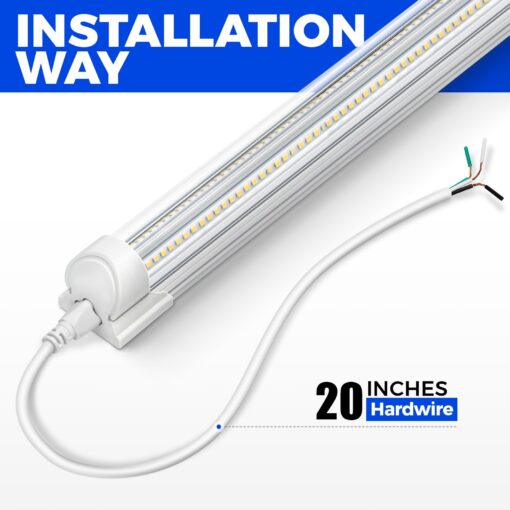 Barrina 8FT LED Shop Light, 100W 15000LM 5000K, Clear Cover Linkable LED Tube Lights, V Shape Integrated T8 Lighting, Ceiling Lights for Garage, Warehouse, Workshop, ETL Listed,10 Pack - Image 4