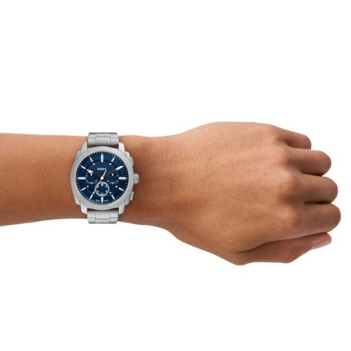 Fossil Men's Machine Chronograph Stainless Steel Watch Silver/Blue - Image 5