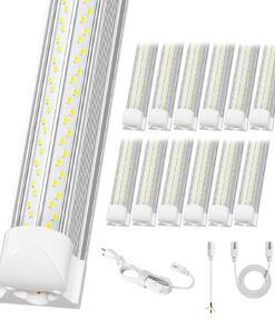 ELEKICO 12 Pack Super Bright 100w 8ft Led Shop Light, 15000lm 5000k V Shape 8' Led Shop Lights 8ft, Linkable 96" 8 Foot Shop Lights for Garage Workshop Shop Warehouse Lighting