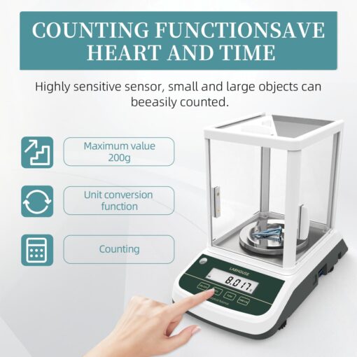 LABHOUSE Digital Analytical Balance(Dual Display) High Precise 1mg 200g Lab Scale External Calibration for Laboratory Pharmacy Chemical Plant Jewelry Store,200g/0.001g - Image 6
