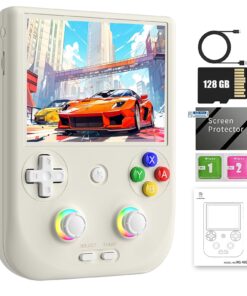 RG406V Handheld Game Console Preloaded Games RG 406V 4-inch IPS Multi-touch Screen Retro Game Console 128G UFS2.2 Android 13 Retro Emulator RG406V 5500mAh Battery 1080p DP WIFI Bluetooth Beige White