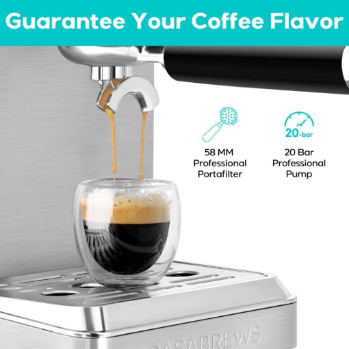 CASABREWS Espresso Machines with Milk Frother, 20 Bar Espresso Maker with Hot Water Wand for Americano, Latte, Cappuccino, Espresso Coffee Machine with Adjustable Temperature, Gifts for Coffee Lovers - Image 7
