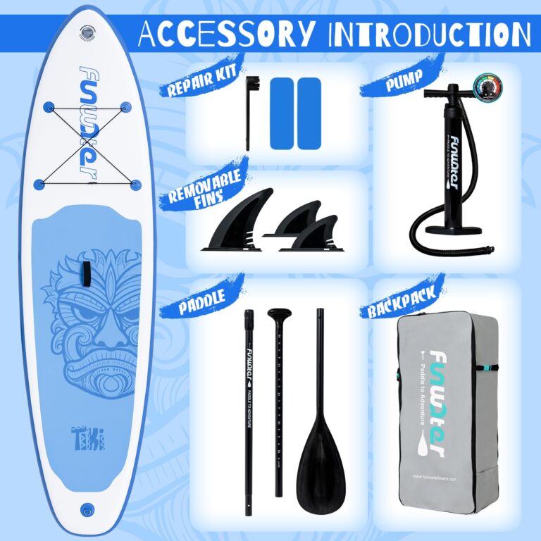 FunWater 10'6×33"×6" Inflatable Stand Up Paddle Board with Premium SUP Paddleboard Accessories,Adults & Youth for All Skill Levels, Included with Board, Paddle, Pump, Three Fins, Backpack - Image 5