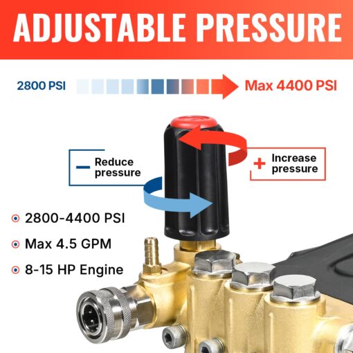 YAMATIC Horizontal Triplex Plunger Pressure Washer Pump 1" Shaft 4400 PSI 4.5 GPM, Replacement for Simpson AAA 90034, 90039,90038, Honda GX340, GX390, GX270 for Industrial Gas Powered Washers - Image 3