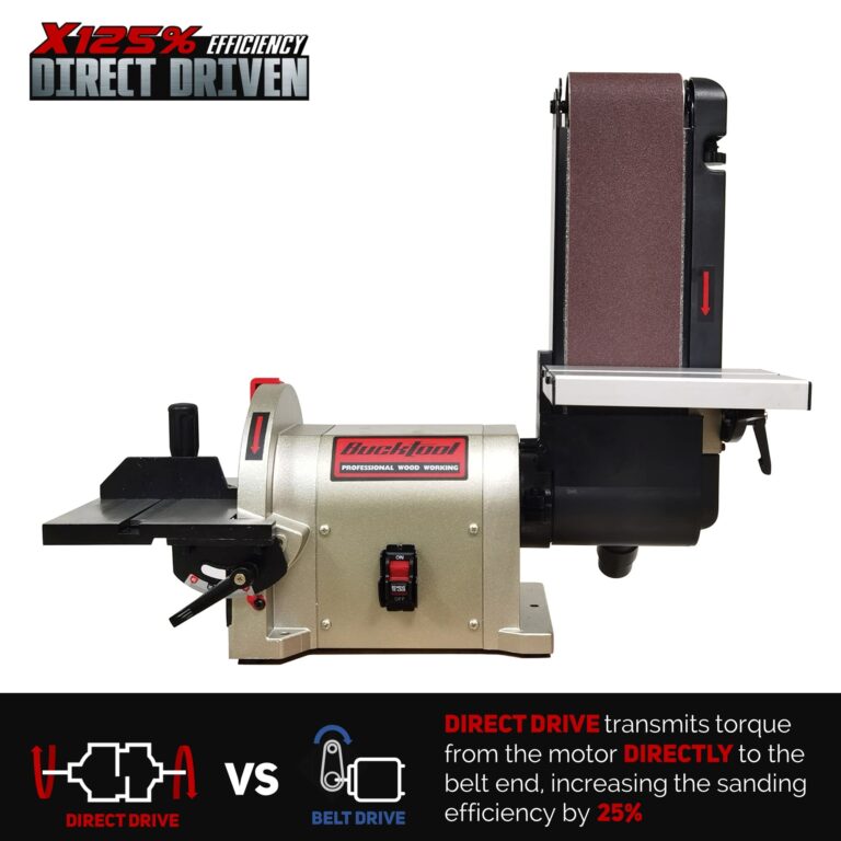BUCKTOOL Direct Drive Bench Belt and Disc Sander, 4x36 in and 8 in, 3/4HP for Woodworking, 5.0A Benchtop Sander - Image 6