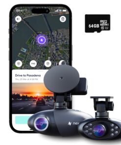 Nexar Pro Dual Dash Cam - 1 Year Nexar App Subscription Included - Unlimited Cloud Storage, Drive Recordings, Parking Mode, Night Vision, All Inside The Nexar App - WiFi HD Front Dash Cam (64 GB SD)
