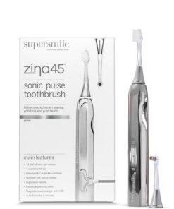 Supersmile Zina45 Deluxe Sonic Pulse Electric Toothbrush, Rechargeable Whitening Tooth Brush, Silver