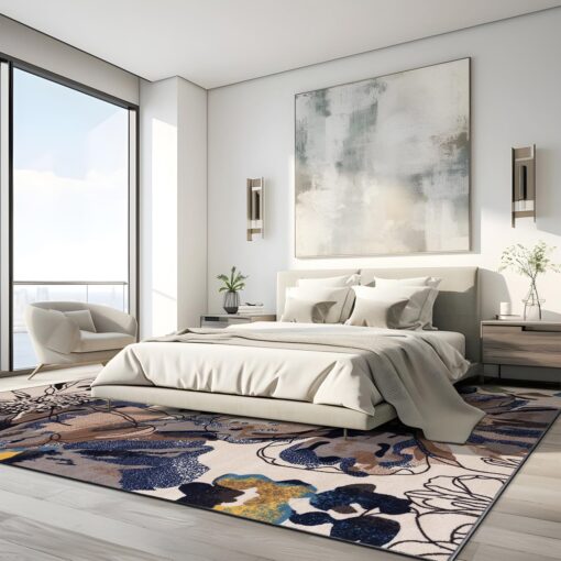 Rugshop Modern Bright Flowers Non-Slip (Non-Skid) Area Rug 8 x 10 (7' 10" x 10') Cream - Image 2