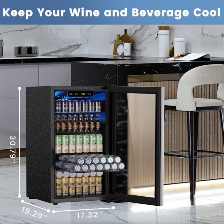 Electactic Wine Cooler 26 Bottle Beverage Refrigerator, Small Mini Wine Cellar Freestanding Wine Refrigerator for Red Wine & Beer Champagne 40-61℉Adjustable Temperature Quiet Mini Fridge(Black) - Image 2