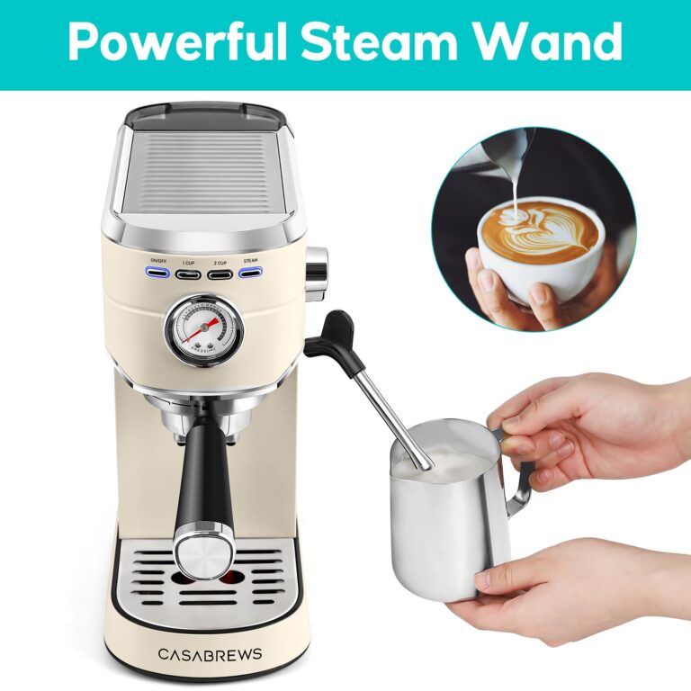 CASABREWS Espresso Machine 20 Bar, Espresso Maker with Milk Frother Steam Wand, Stainless Steel Espresso Coffee Machine with 34oz Removable Water Tank, Creamy - Image 6