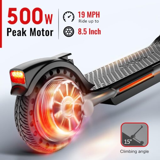 SISIGAD Electric Scooter Adults,8.5" Tires/10 Tires,Peak 500W Motor,Top Speed 19/22Mph,Long Range,Folding E-Scooter with Dual Suspension and Braking System,Smart Control - Image 7