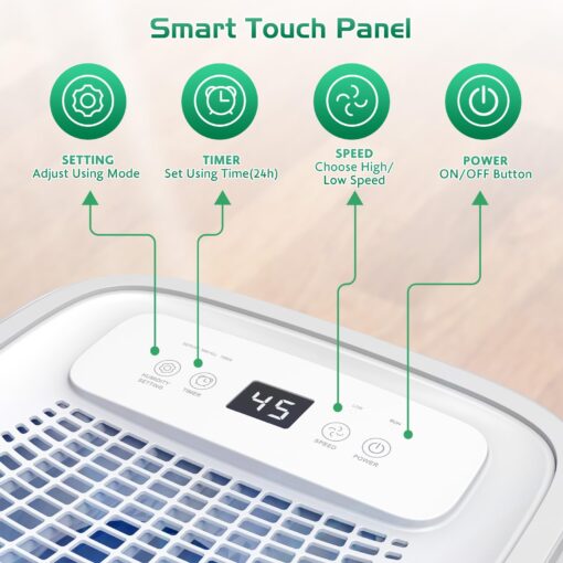 Dehumidifier for Home, Dehumidifier 4500 Sq.Ft 50 Pint, Dehumidifiers with Drain Hose, 0.66 Gallon Water Tank, RUWORA Dehumidifiers for Basement Bedroom Bathroom, Overflow Protection, 24H Timer - Image 6