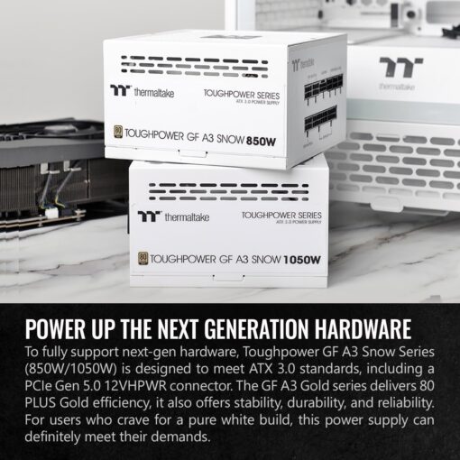 Thermaltake Toughpower GF A3 Snow Edition 1050W 80+ Gold Full Modular SLI/Crossfire Ready ATX 3.0 Power Supply; PCIe Gen.5 600W 12VHPWR Connector Included; PS-TPD-1050FNFAGU-N; 10 Year Warranty - Image 5