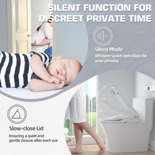 Bidet Toilet Seat Elongated, Smart Heated Toilet Seat, Instant Warm Water & Dryer, Feminine & Rear Wash, Self-Clean Nozzle, Slow Close Lid, Child/ECO/Silent Mode - Image 4