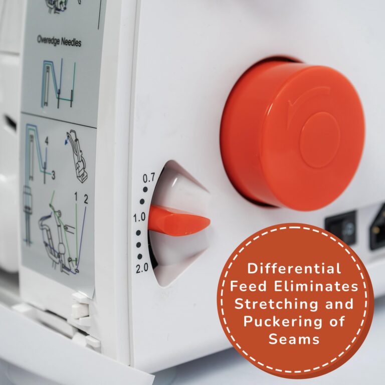 Lumina Moda Serger Overlock Machine with 2-3-4 Stitch Capability, Heavy-Duty Metal Frame 1250 Stitches/Minute, Differential Feed, Free Arm & LED Light - Image 3